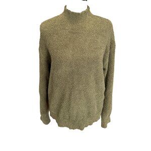 Sanctuary Olive Green Chenille Faux Fur Mock-Neck Sweater Size M